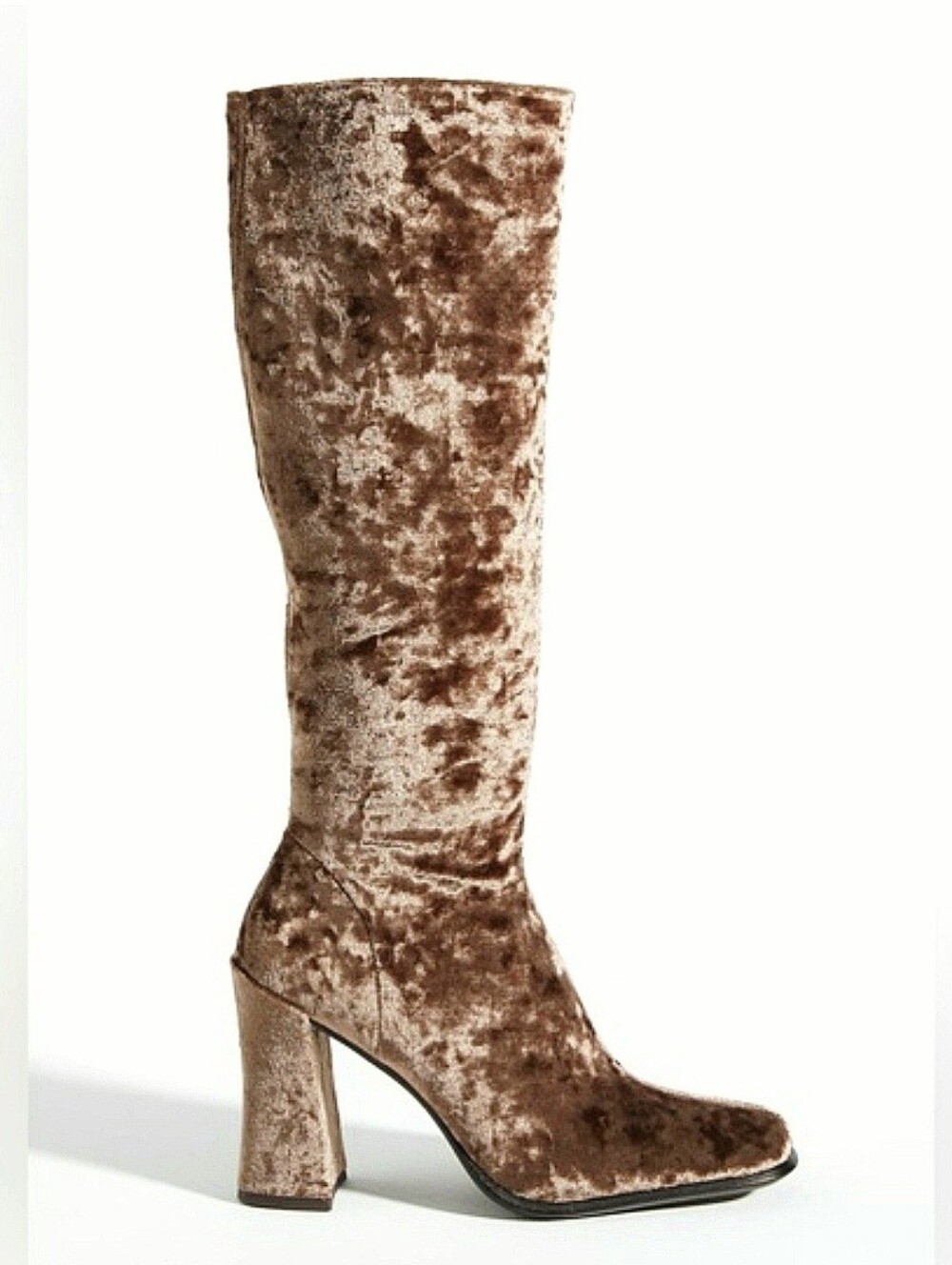 Jeffrey Campbell Naissance Velvet Boots US 8 Beige Tan Tall Heeled - Picture 2 of 12